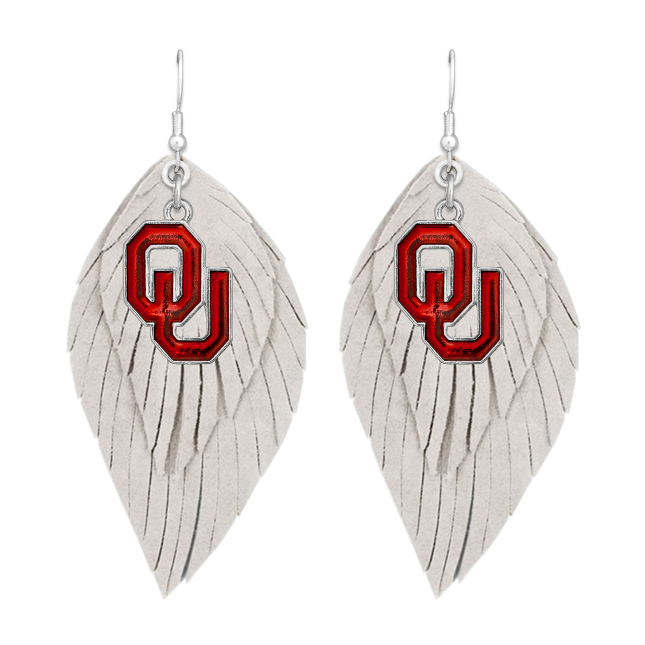 Oklahoma Sooners Earrings- Boho with Iridescent Logo Charm