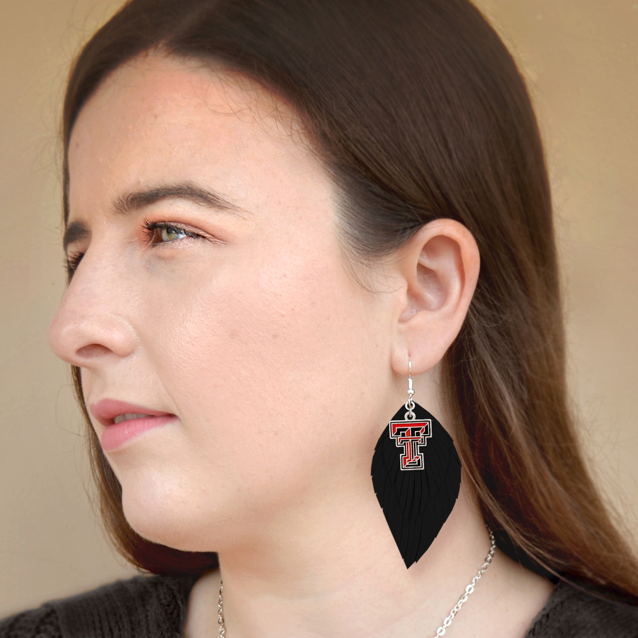 Texas Tech Red Raiders Earrings- Boho with Iridescent Logo Charm