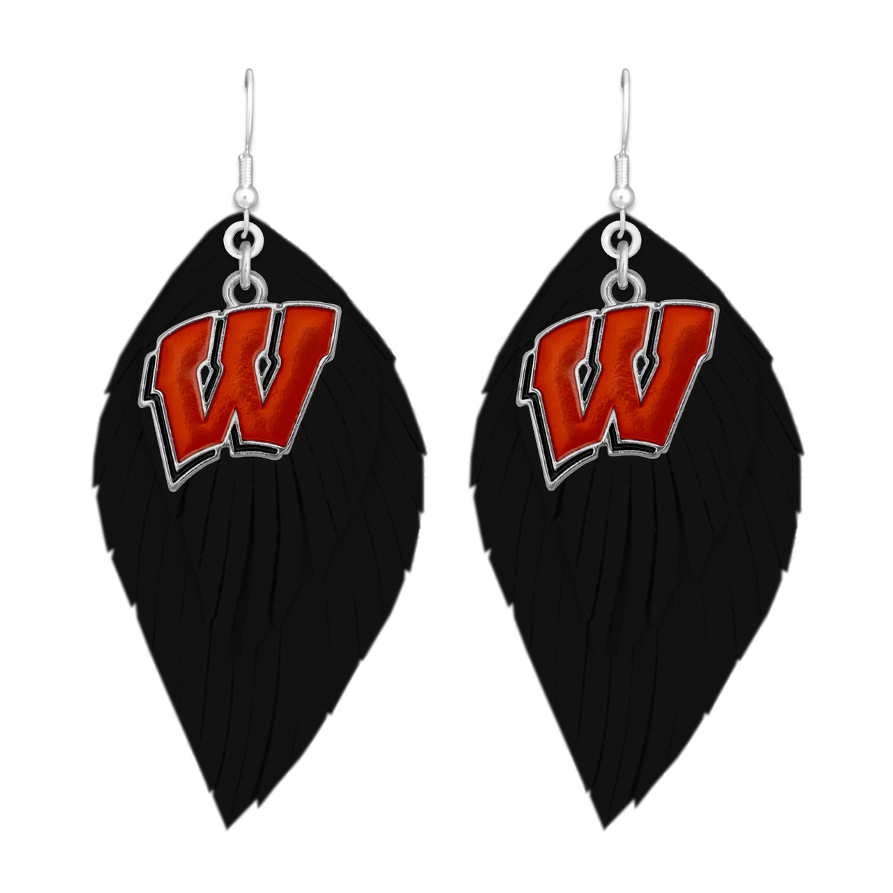 Wisconsin Badgers Earrings- Boho with Iridescent Logo Charm