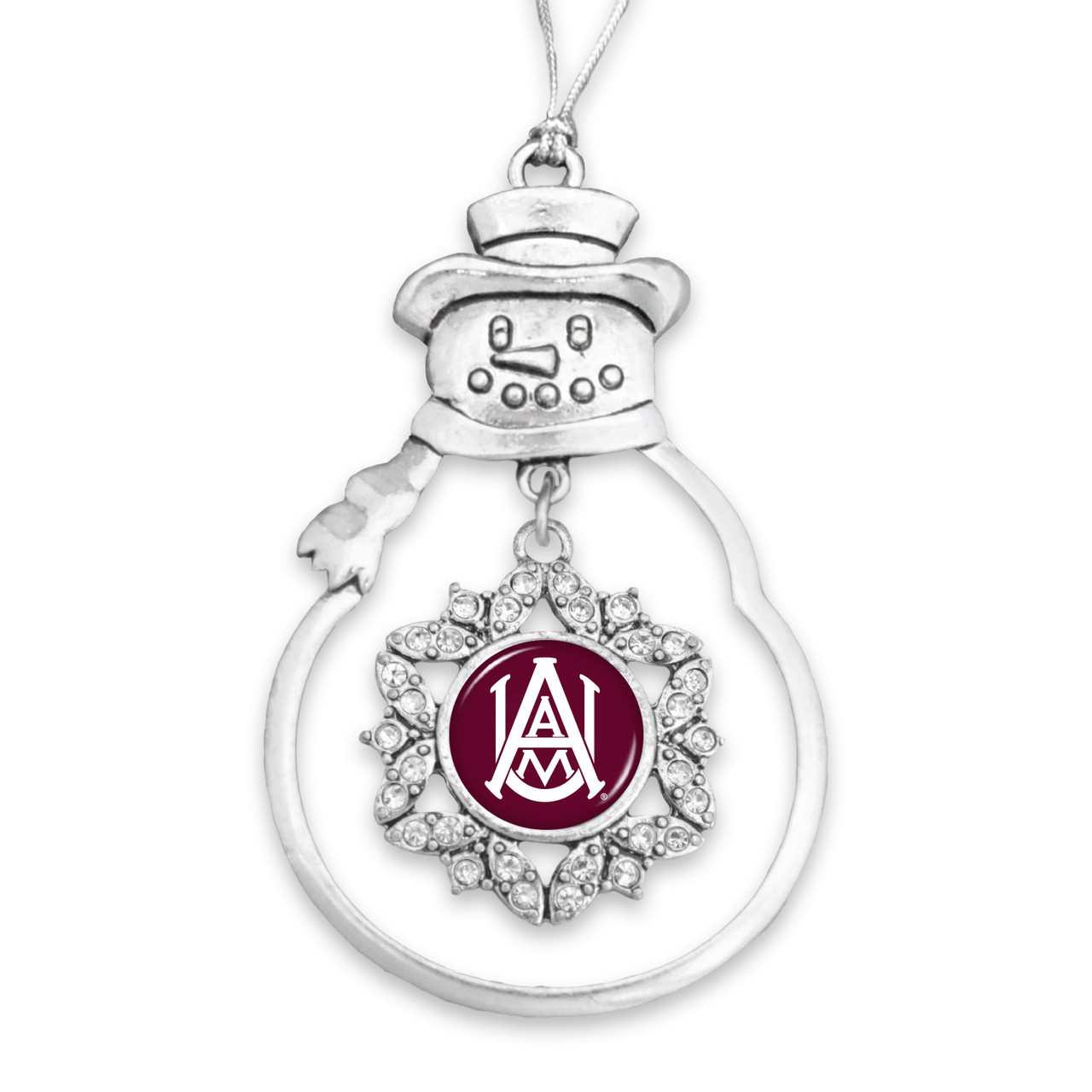 Alabama A&M Bulldogs Christmas Ornament- Snowman with Hanging Charm