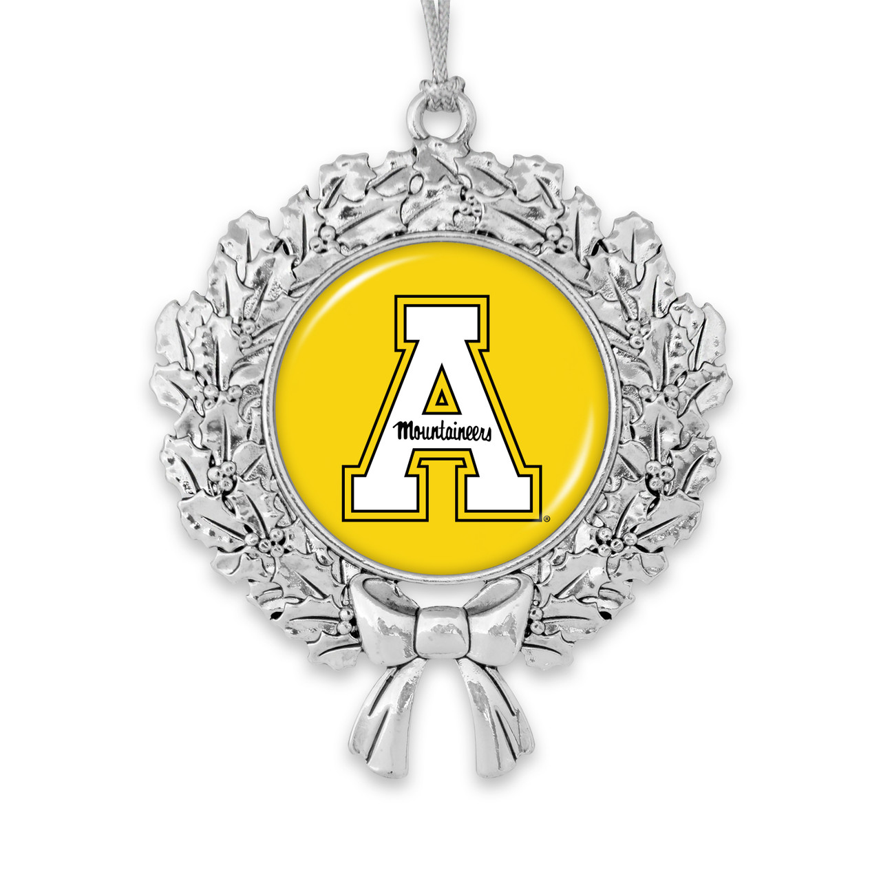 Appalachian State Mountaineers Christmas Ornament- Wreath with Team Logo