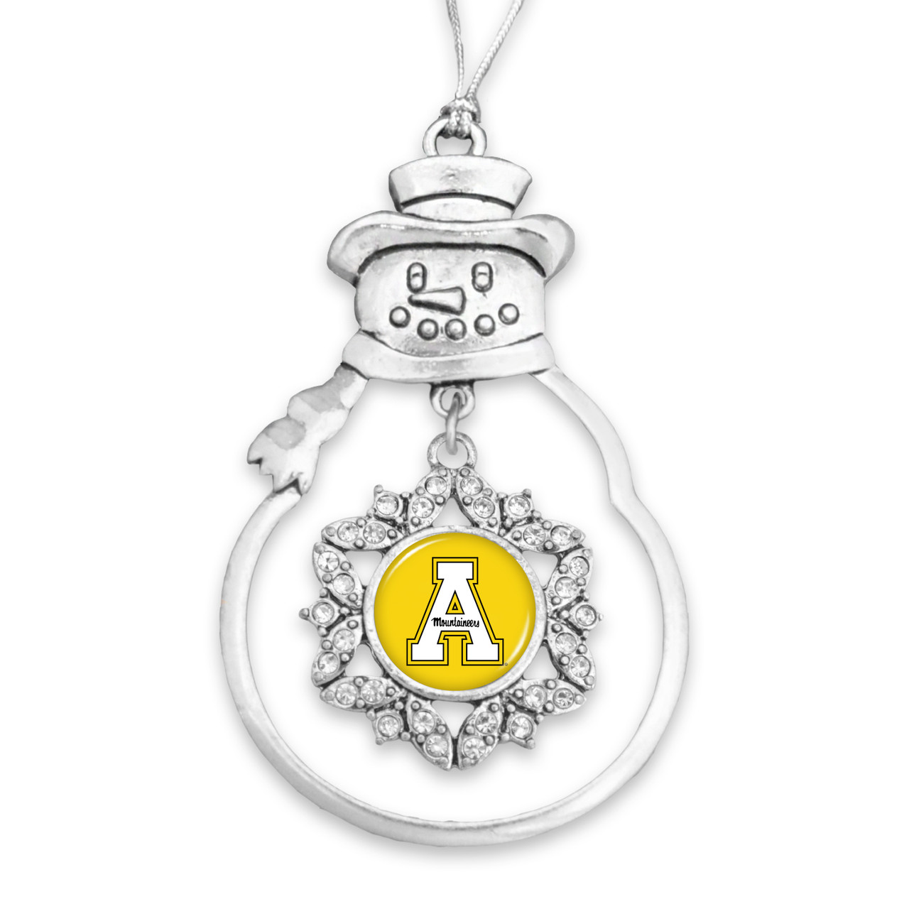 Appalachian State Mountaineers Christmas Ornament- Snowman with Hanging Charm