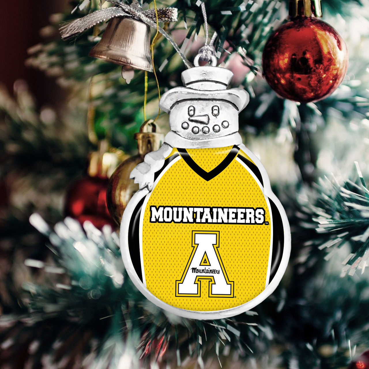 Appalachian State Mountaineers Christmas Ornament- Snowman with Football Jersey