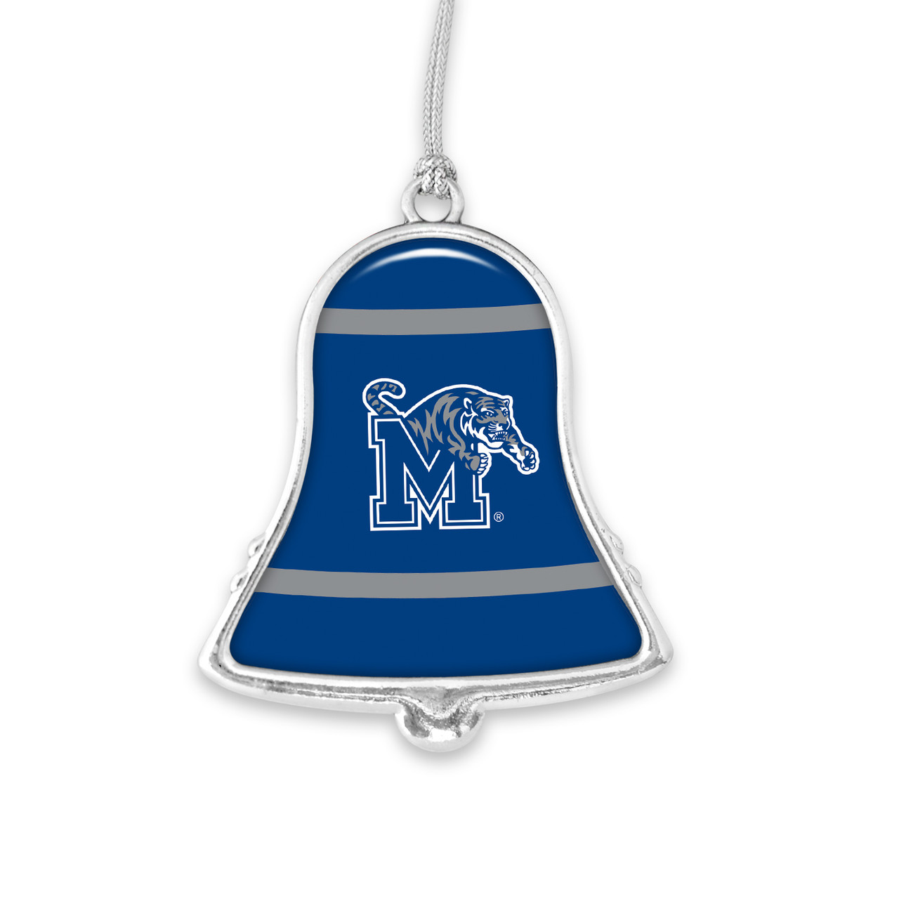 Memphis Tigers Christmas Ornament- Bell with Team Logo Stripes