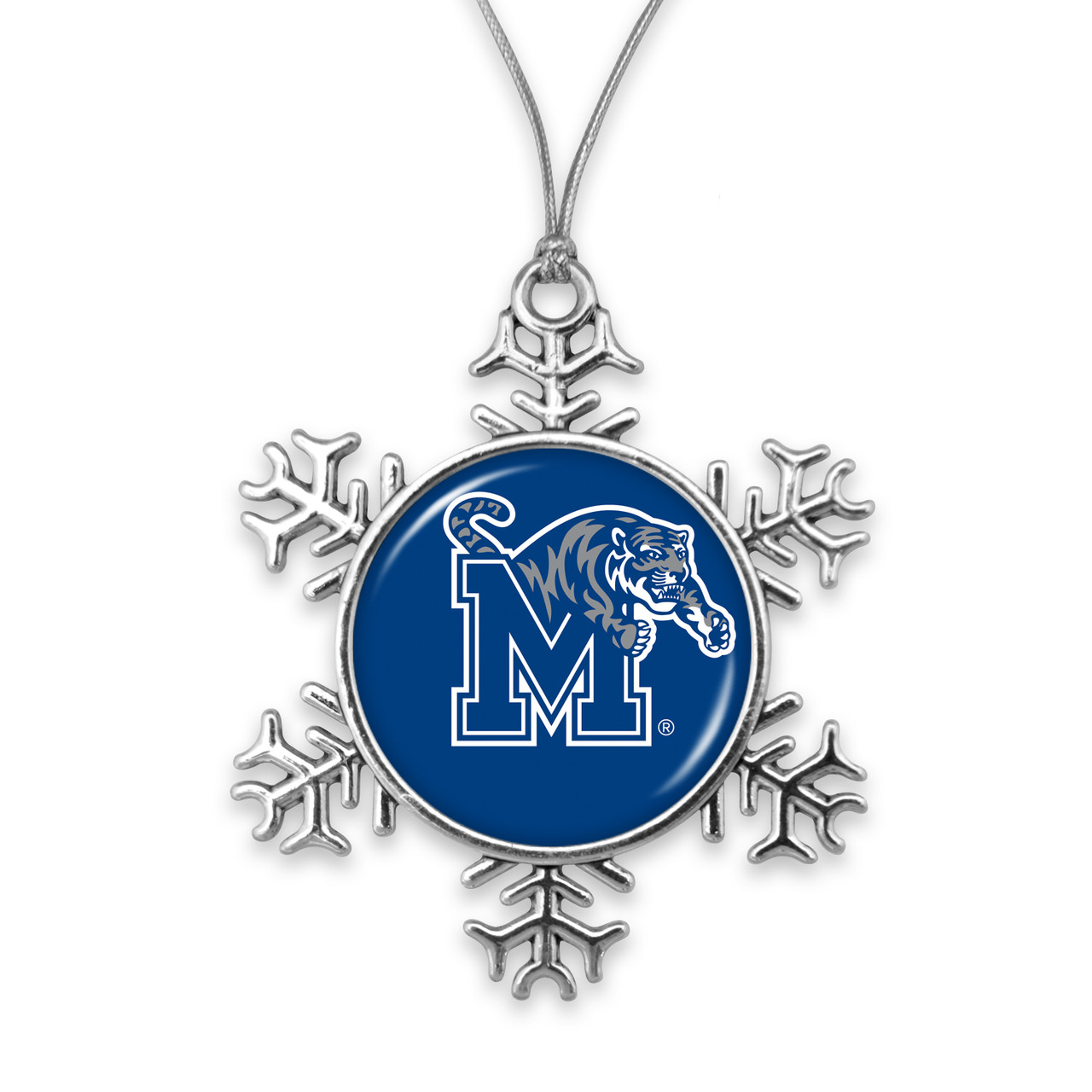 Memphis Tigers Christmas Ornament- Snowflake with Team Logo