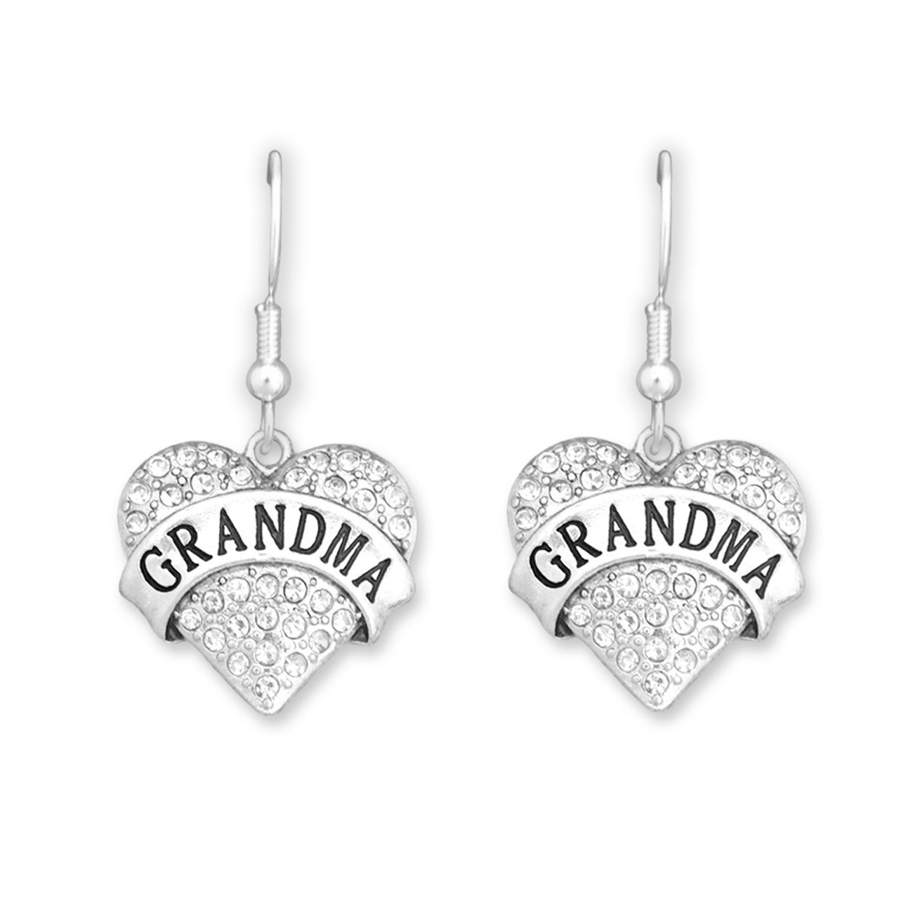 Family Jewelry- Crystal Heart- Grandma Earrings