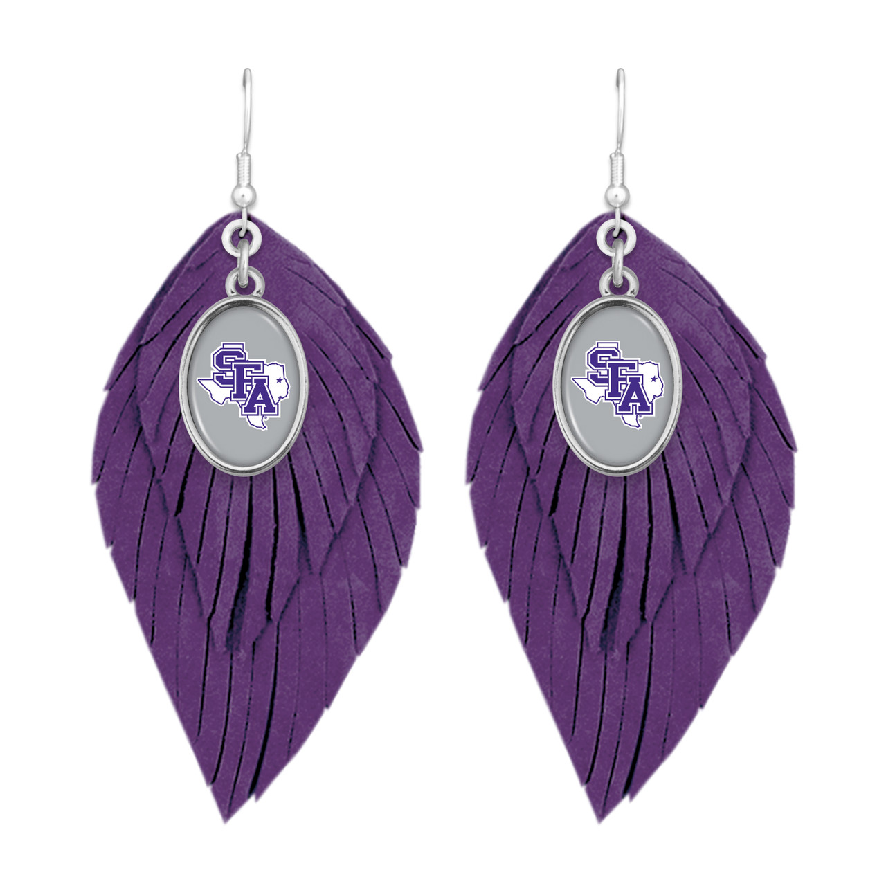 Stephen F. Austin State Lumberjacks Earrings- Boho with Silver Logo Charm