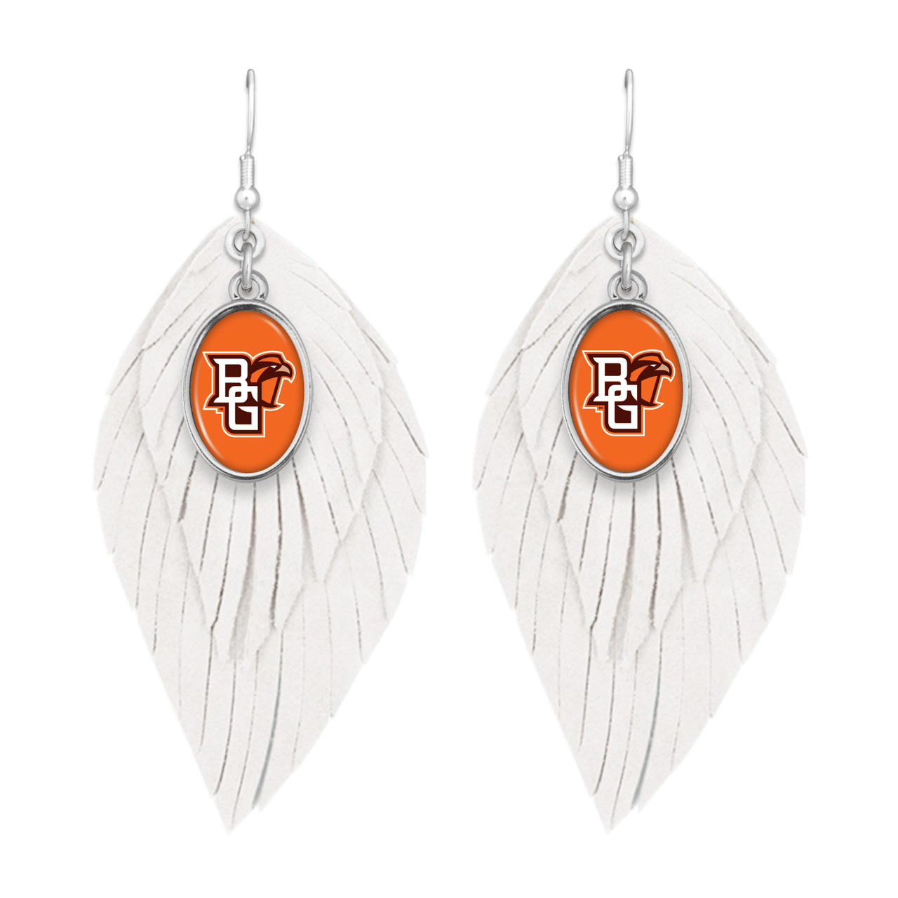 Bowling Green State Falcons Earrings- Boho with Iridescent Logo Charm