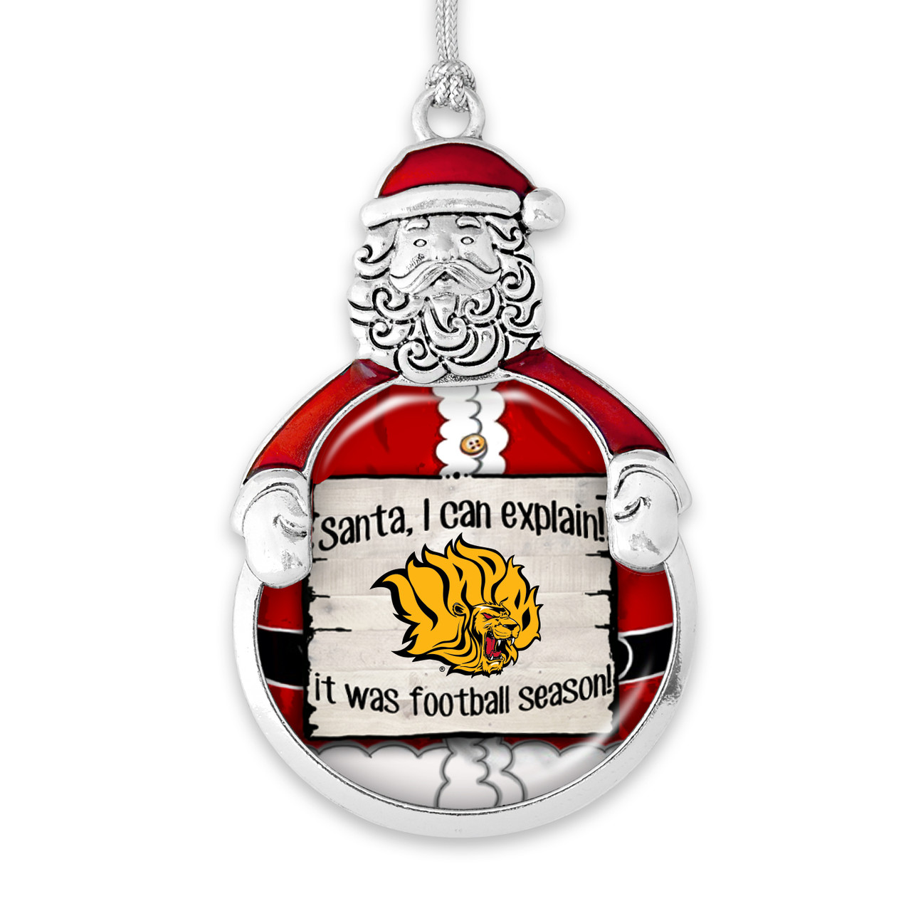 Arkansas Pine Bluff Christmas Ornament- Santa,... Its Football Season