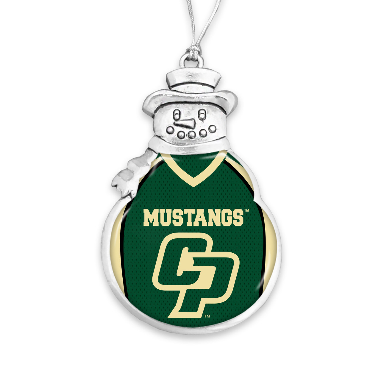 Cal Poly Mustangs Christmas Ornament- Snowman with Football Jersey