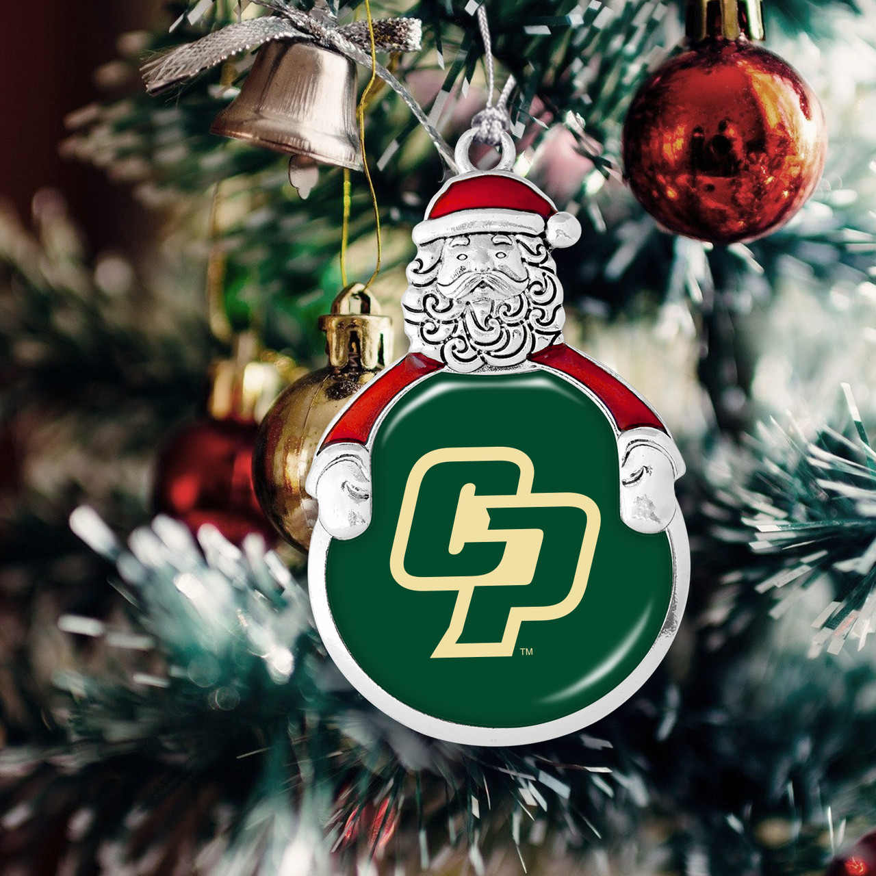 Cal Poly Mustangs Christmas Ornament- Santa with Team Logo