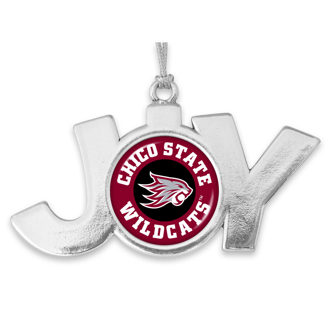 Chico State Wildcats Christmas Ornament- Joy with Circle Team Logo
