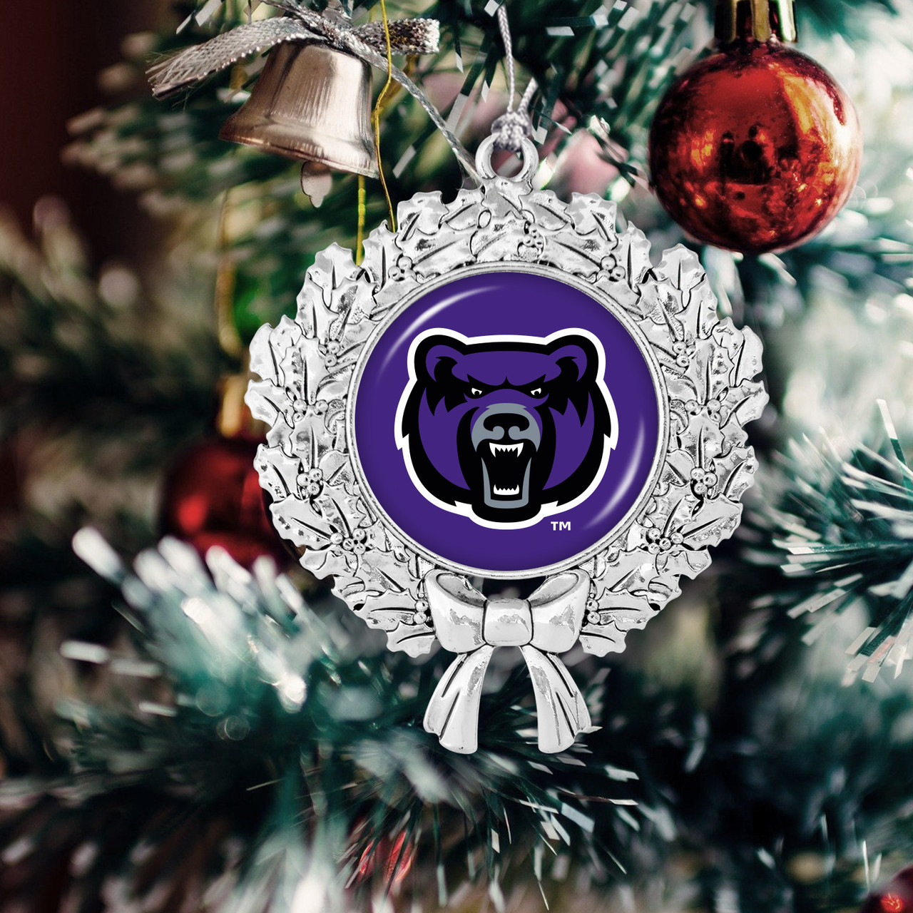 Central Arkansas Bears Christmas Ornament- Wreath with Team Logo