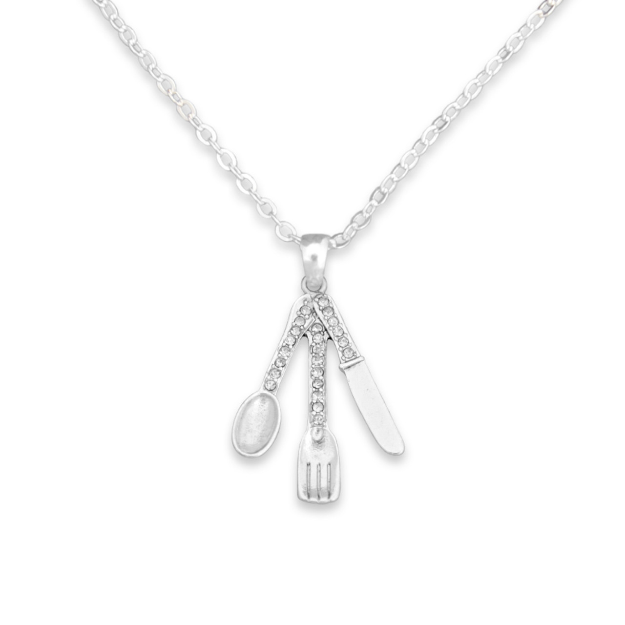 Occupation Jewelry- Crystal Silverware Necklace