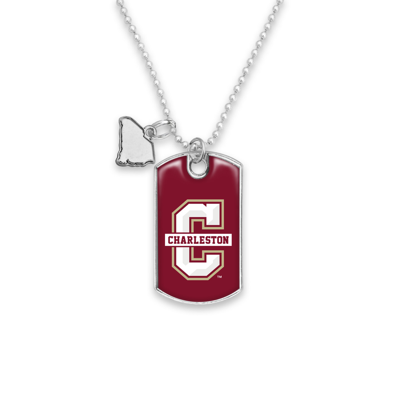 Charleston Cougars Car Charm- Rear View Mirror Dog Tag with State Charm