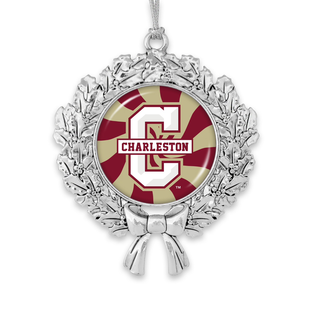 Charleston Cougars Christmas Ornament- Peppermint Wreath with Team Logo