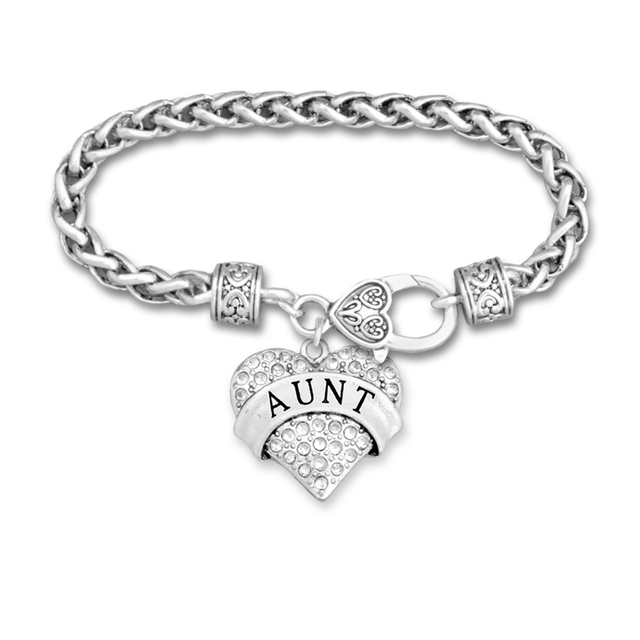 Family Jewelry- Crystal Heart- Aunt  Bracelet