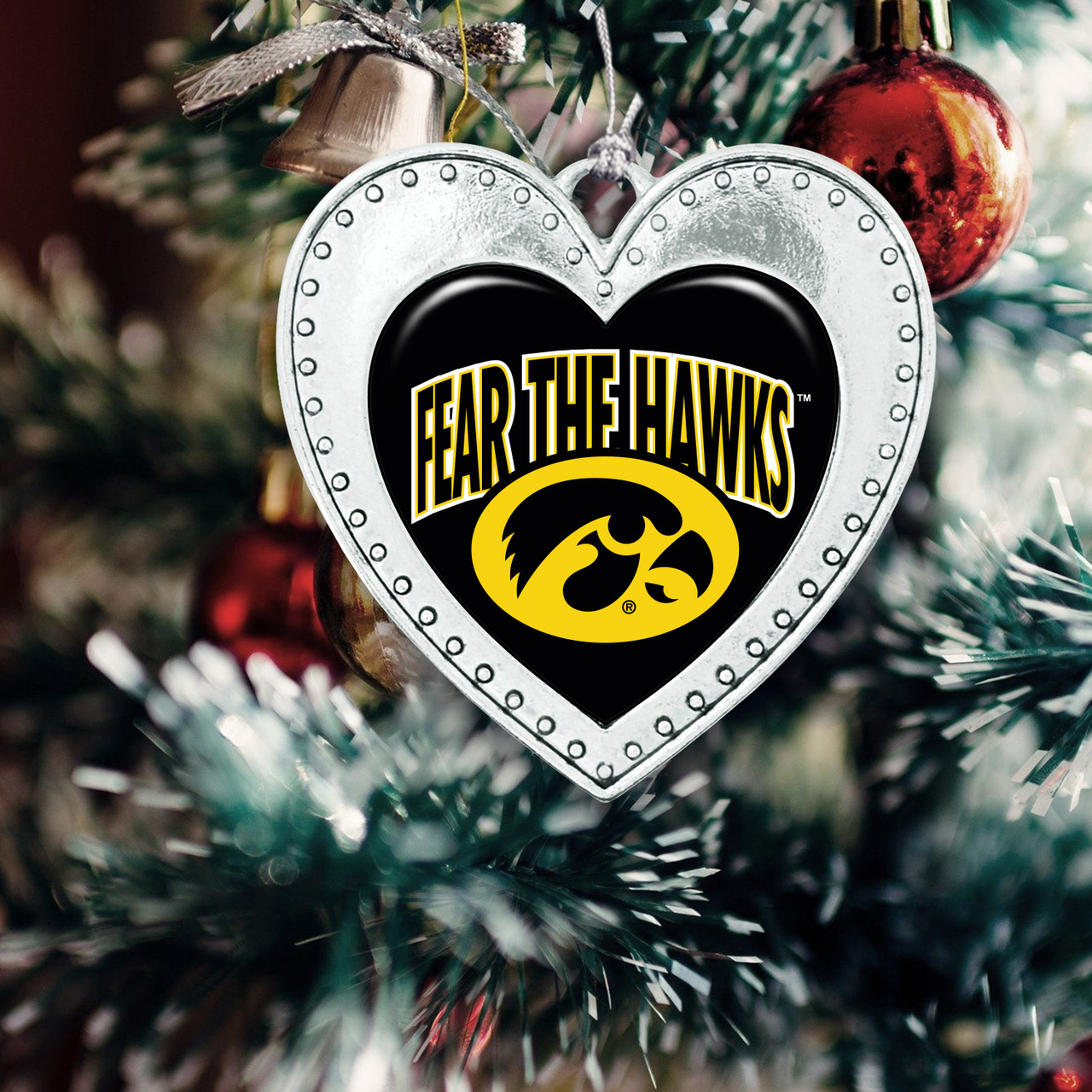 Iowa Hawkeyes Christmas Heart Ornament