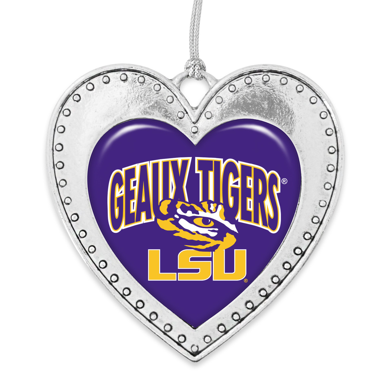 LSU Tigers Christmas Heart Ornament