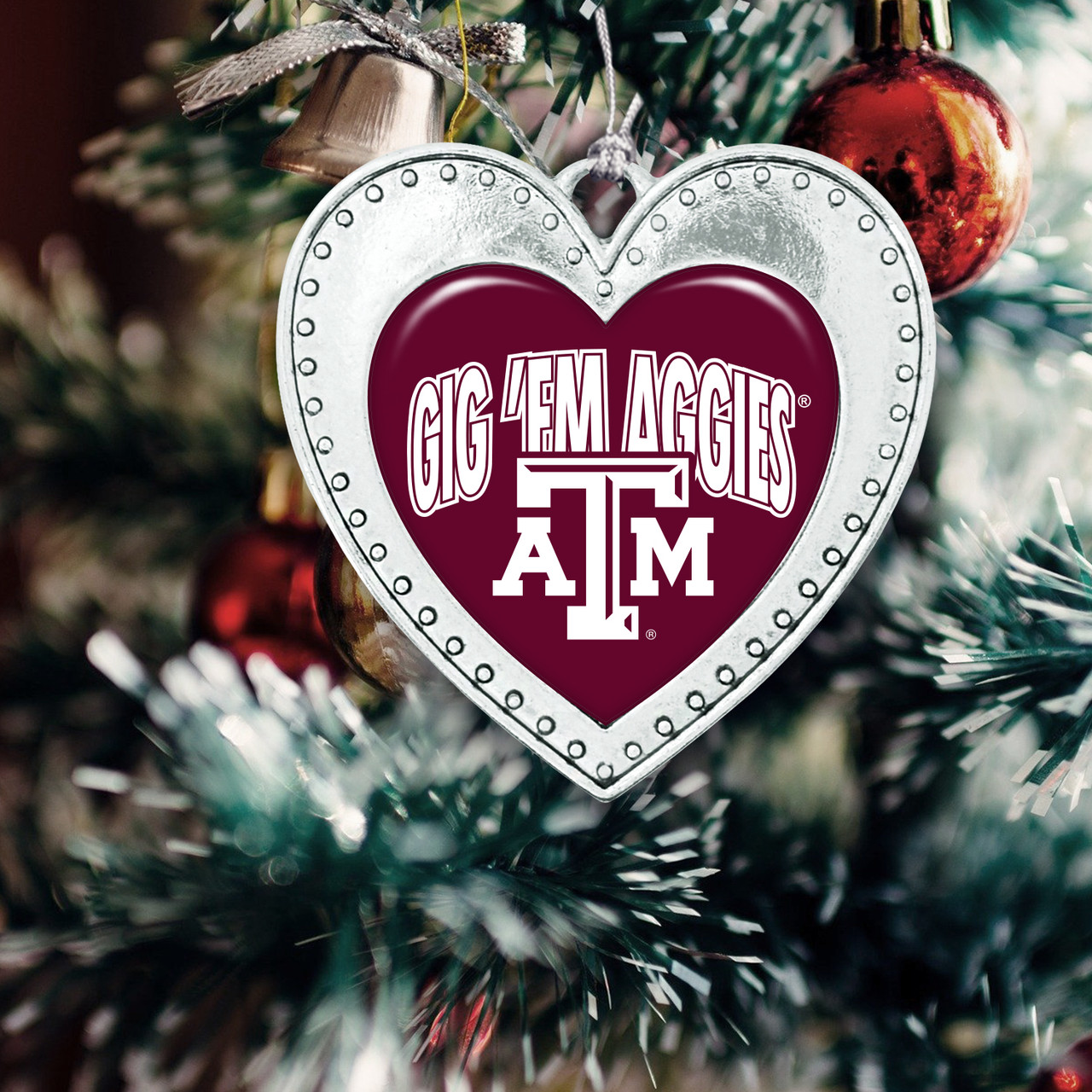 Texas A&M Aggies Christmas Heart Ornament