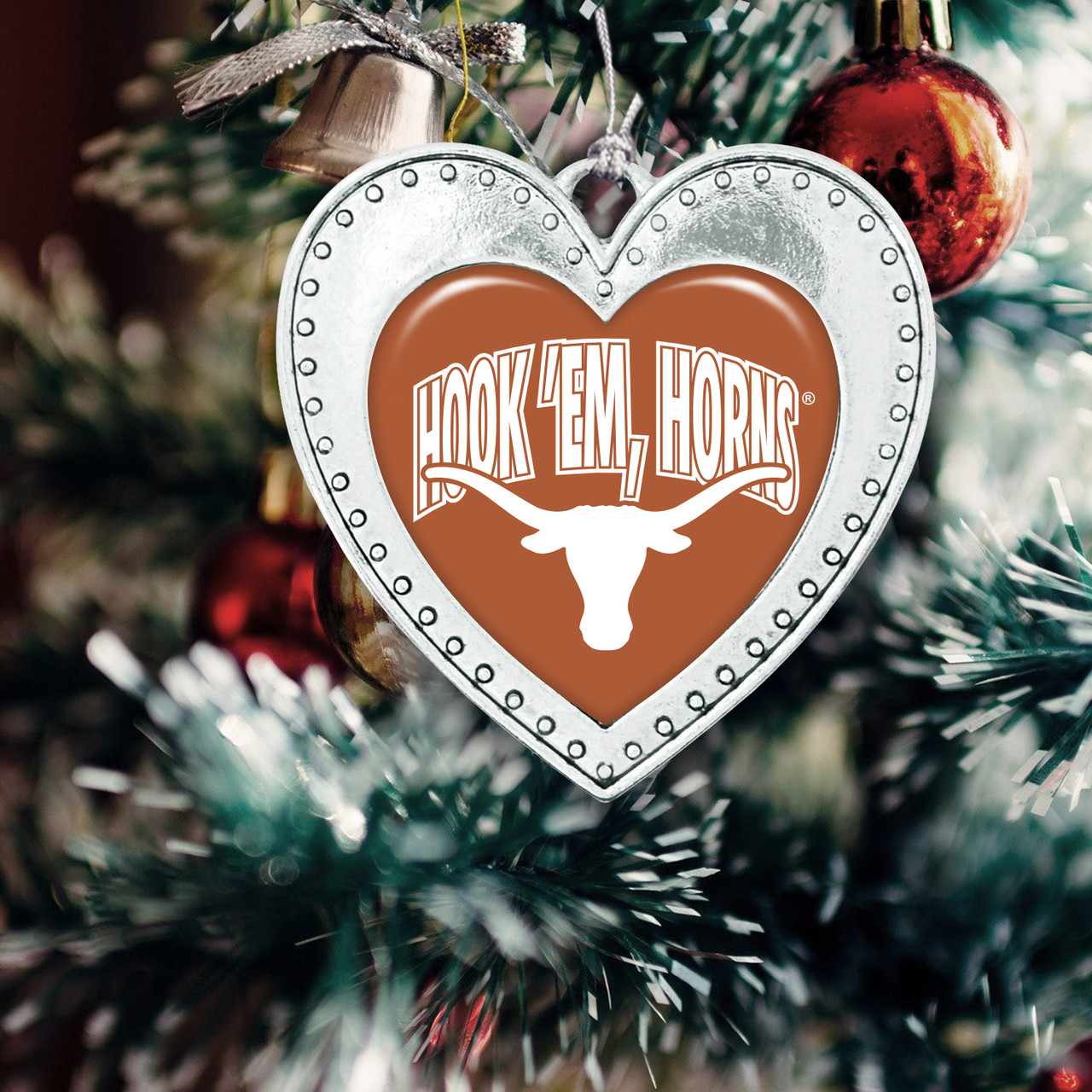 Texas Longhorns Christmas Heart Ornament