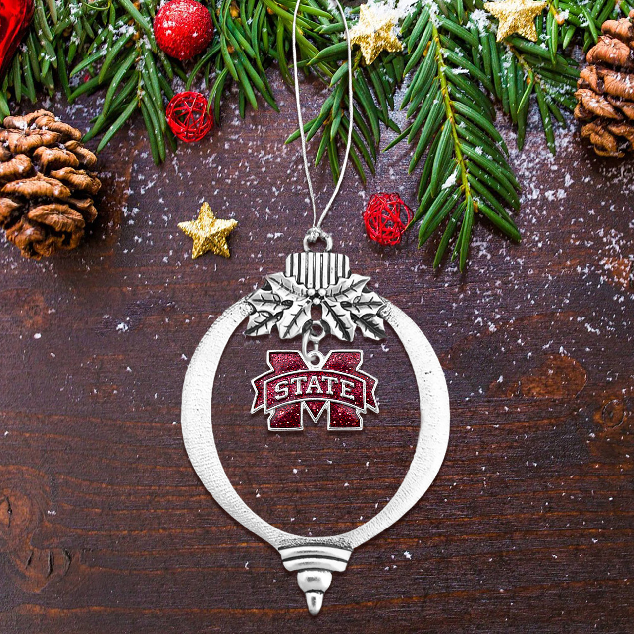 Mississippi State Bulldogs Glitter Charm Ornament