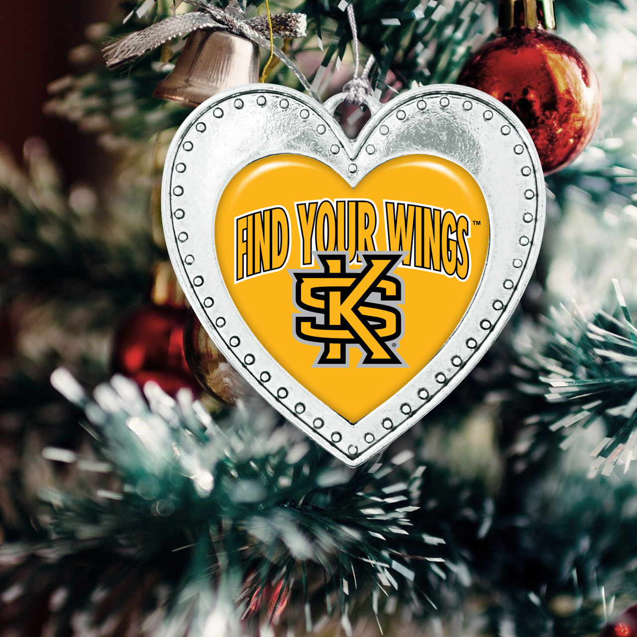 Kennesaw State Owls Christmas Heart Ornament