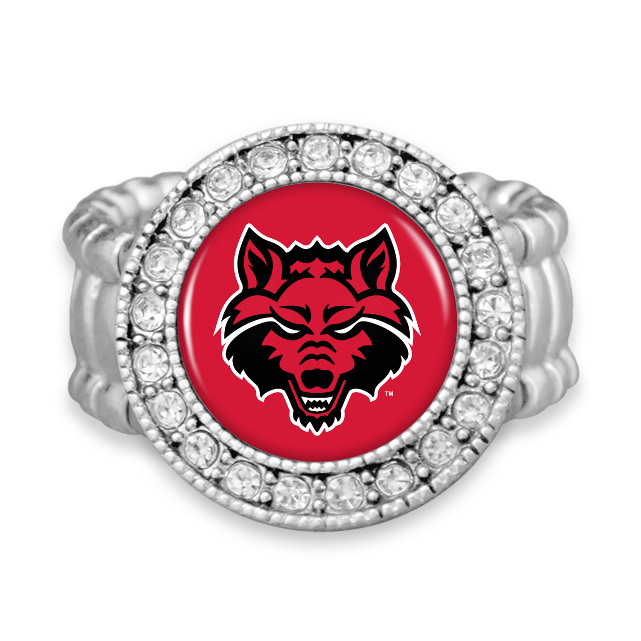 Arkansas State Red Wolves Stretch Ring- Crystal Round