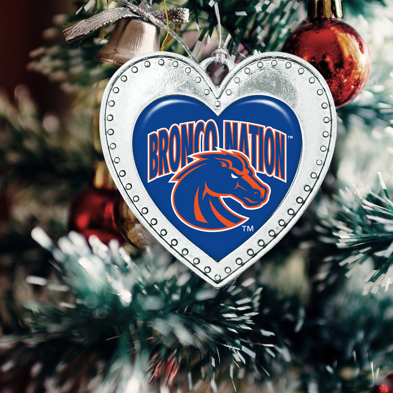 Boise State Broncos Christmas Heart Ornament