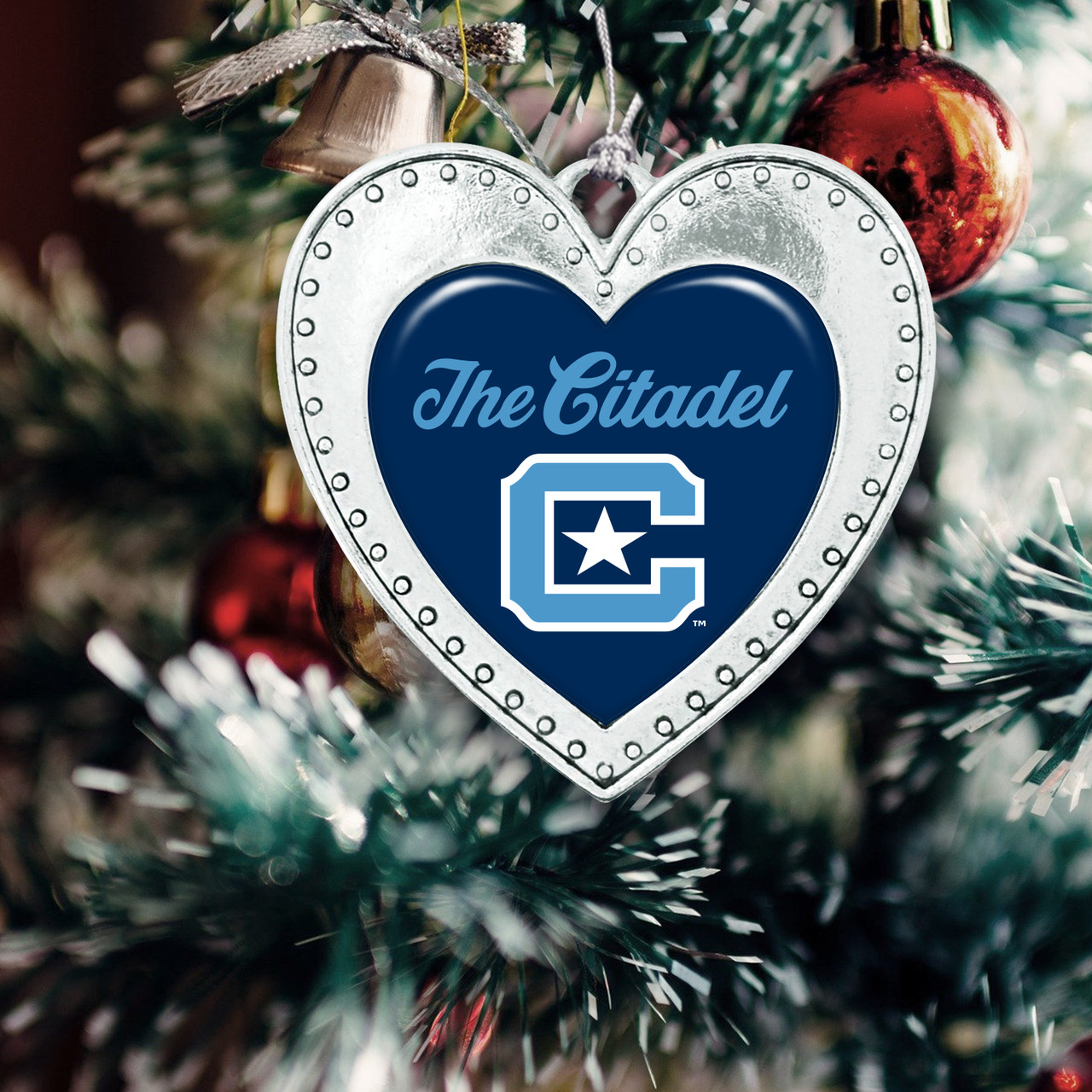 Citadel Bulldogs Christmas Heart Ornament