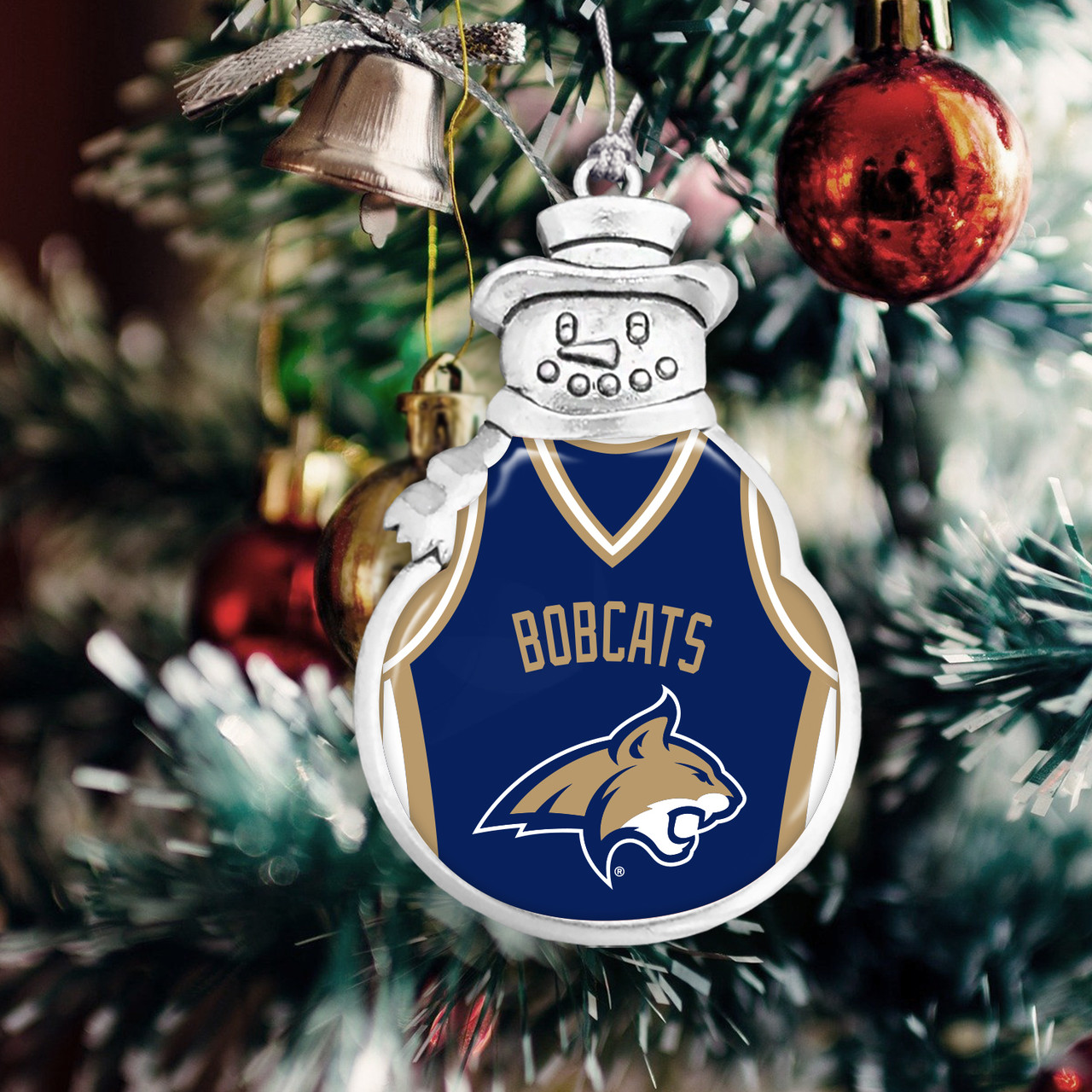 Montana State Bobcats Christmas Ornament- Snowman with Basketball Jersey