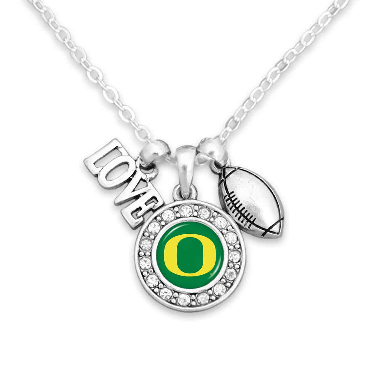 Oregon Ducks Necklace- Football, Love and Logo