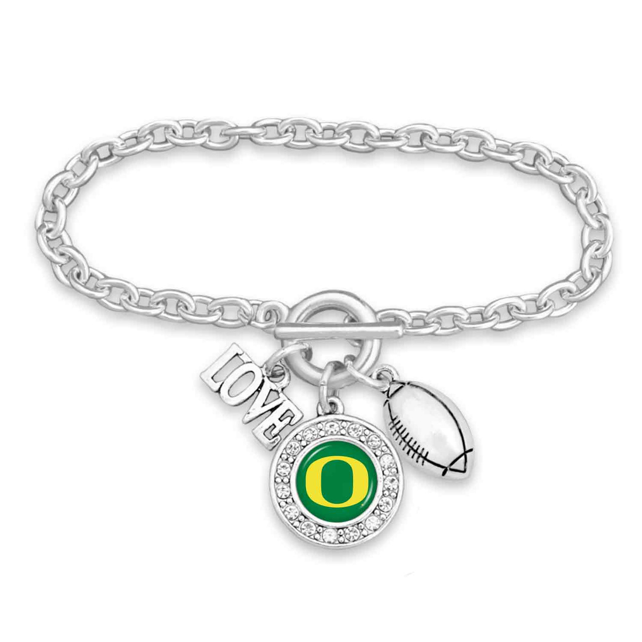 Oregon Ducks Toggle Bracelet- Football, Love and Logo