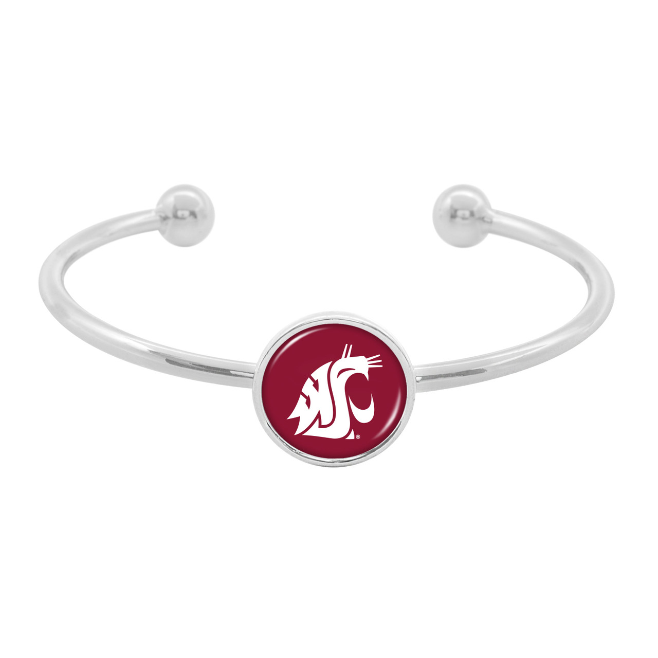 Washington State Cougars Bracelet- Izzie Silver Cuff
