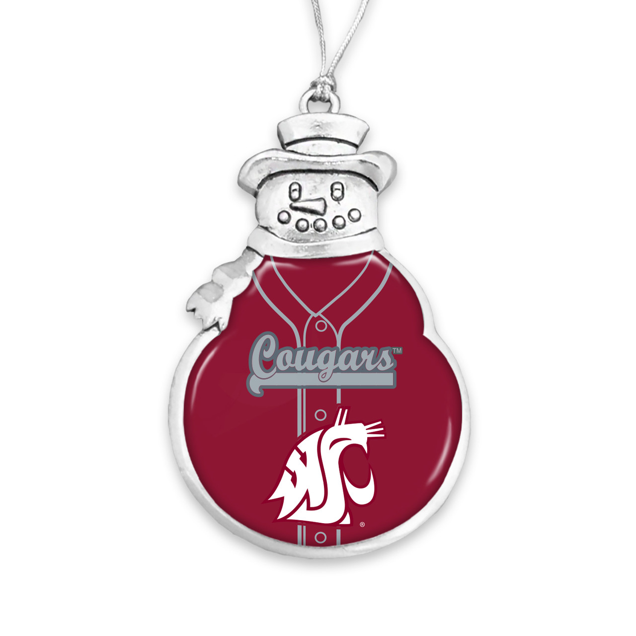 Washington State Cougars Christmas Ornament- Snowman with Baseball Jersey