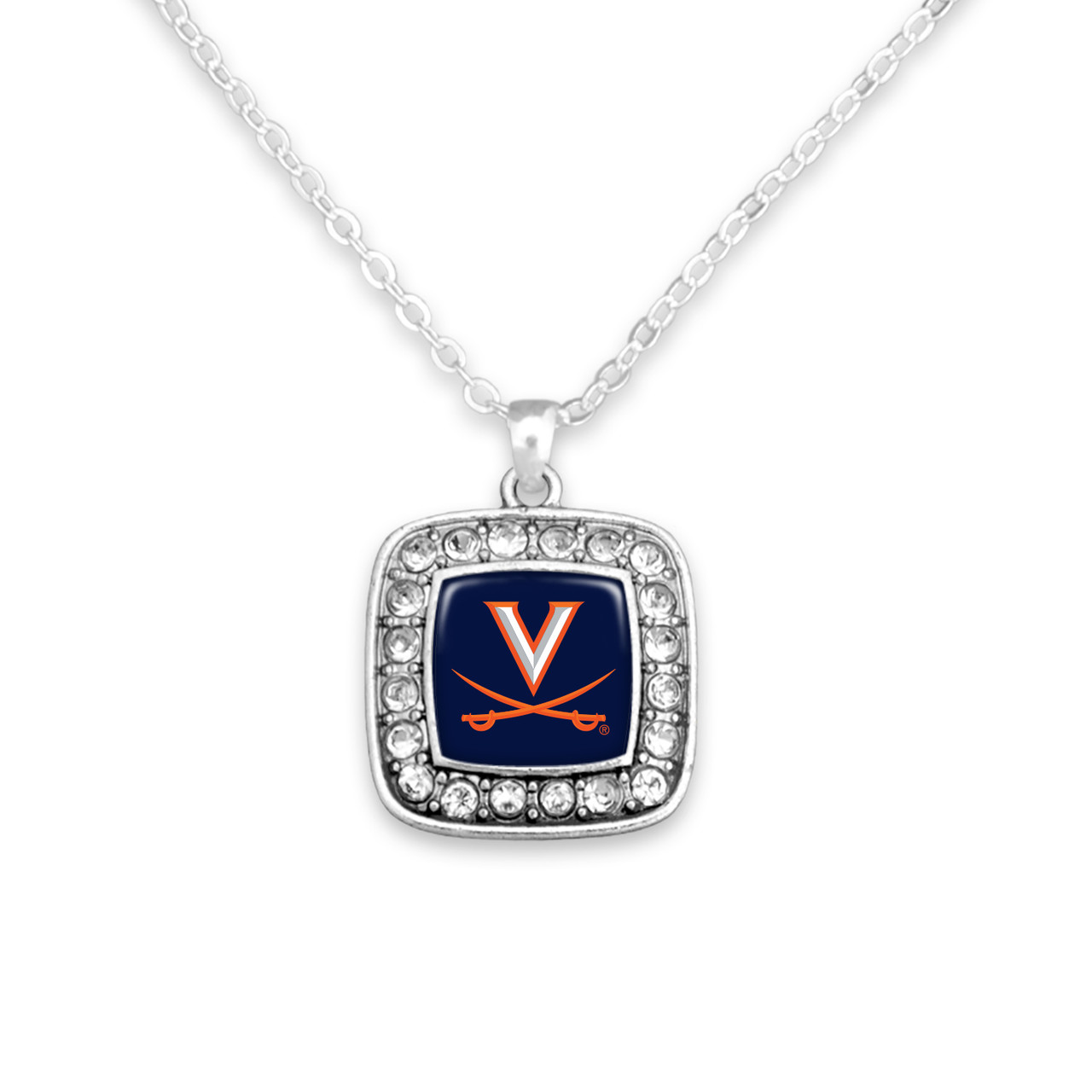 Virginia Cavaliers Necklace- Crystal Square