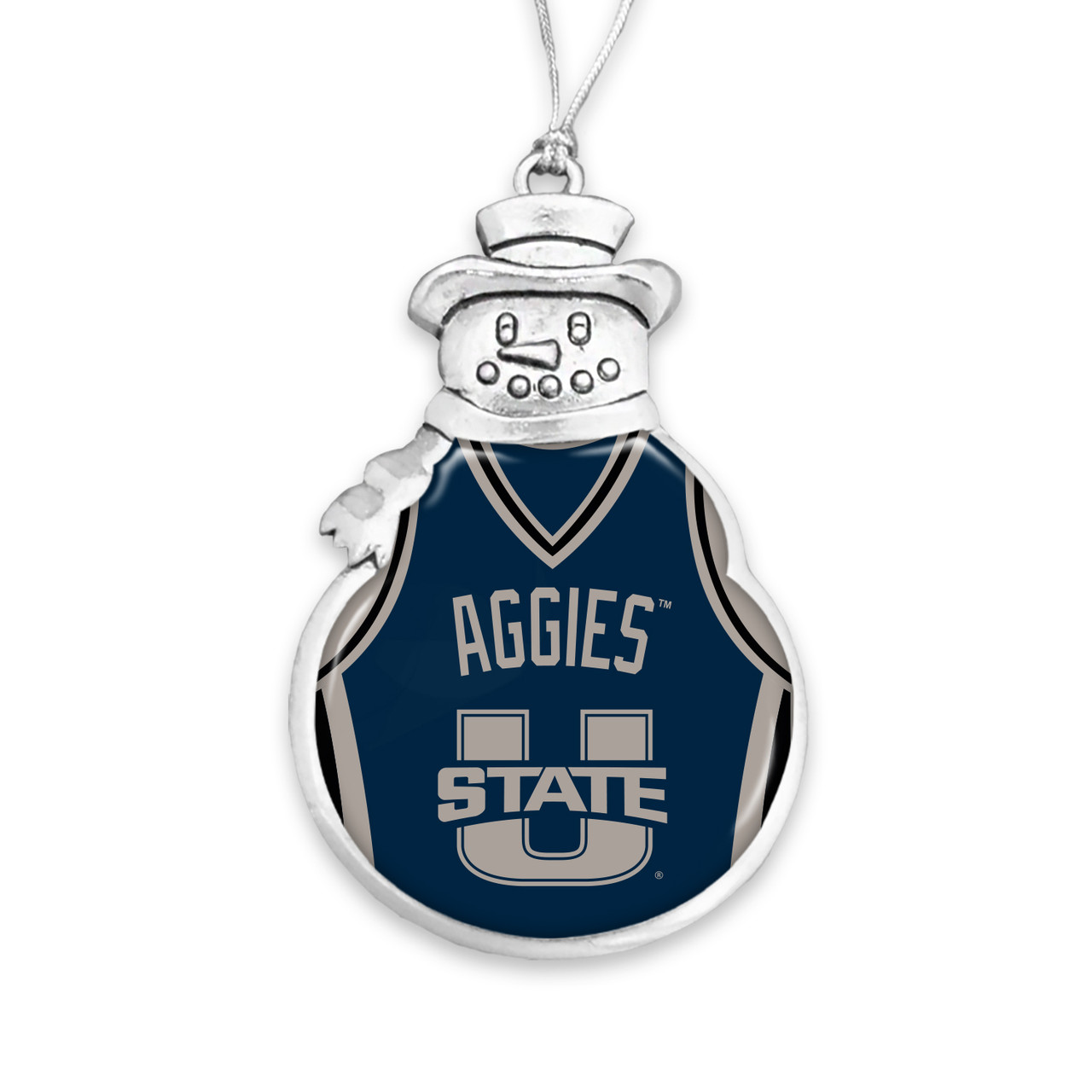 Utah State Aggies Christmas Ornament- Snowman with Basketball Jersey