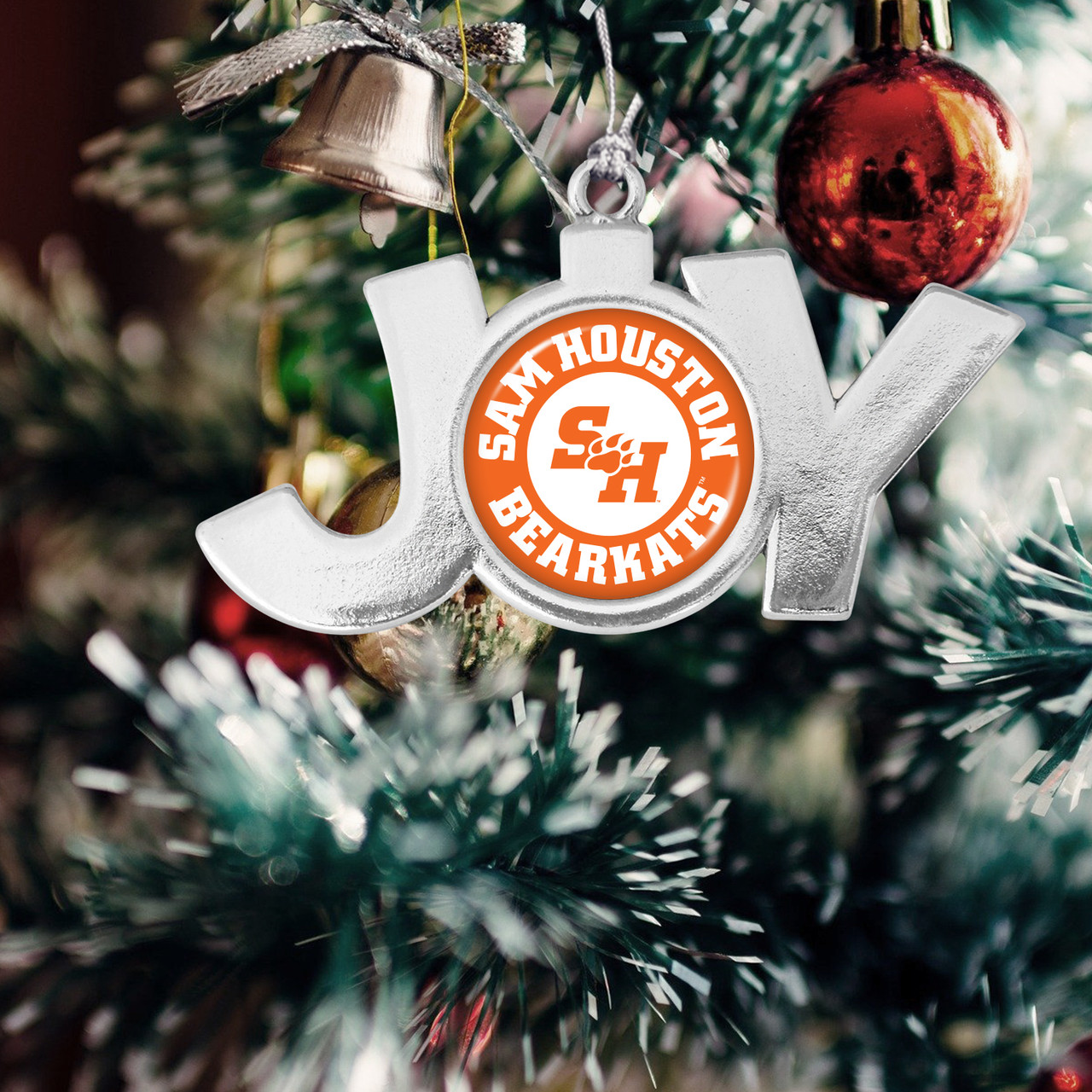 Sam Houston State Bearkats Christmas Ornament- Joy with Circle Team Logo