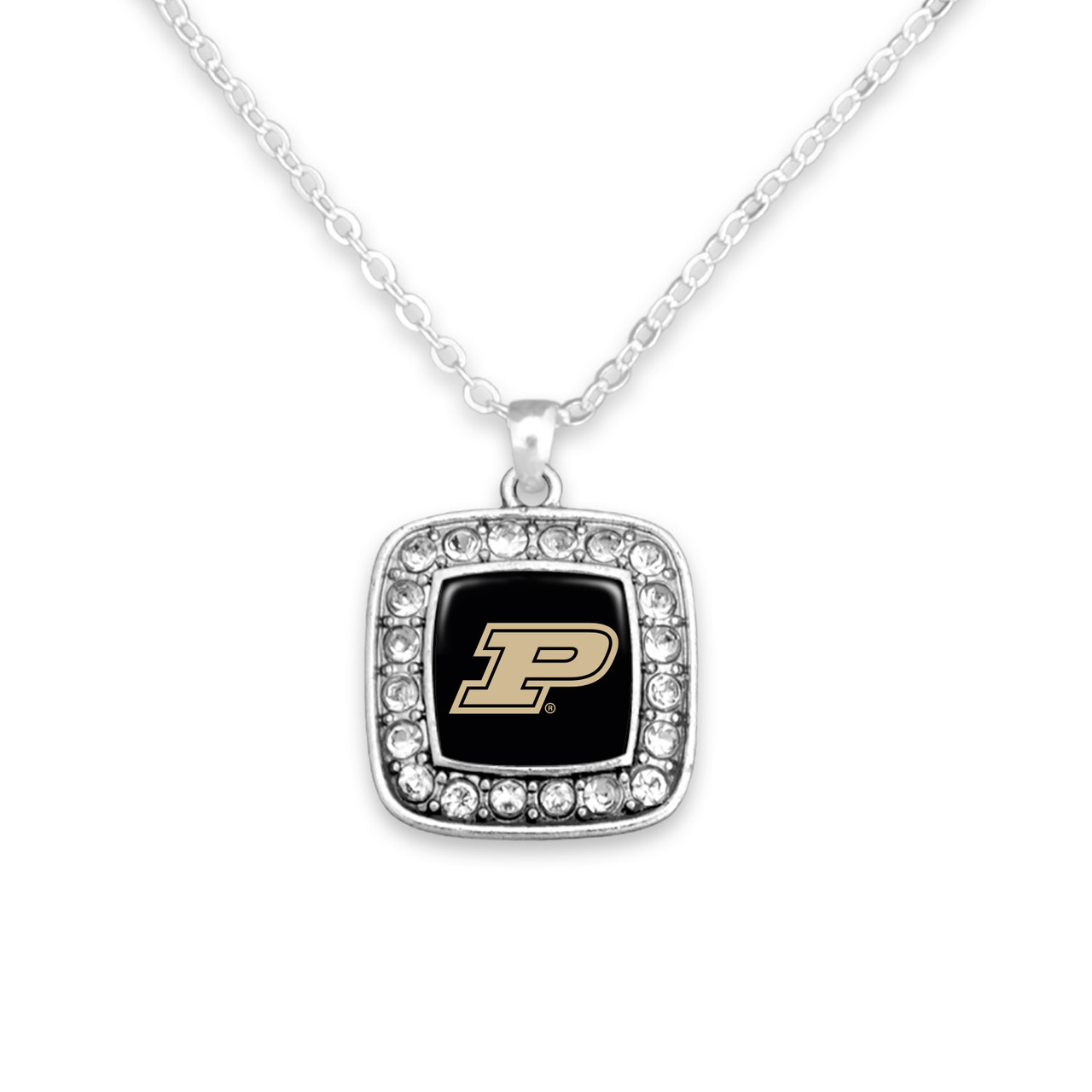 Purdue Boilermakers Necklace- Crystal Square