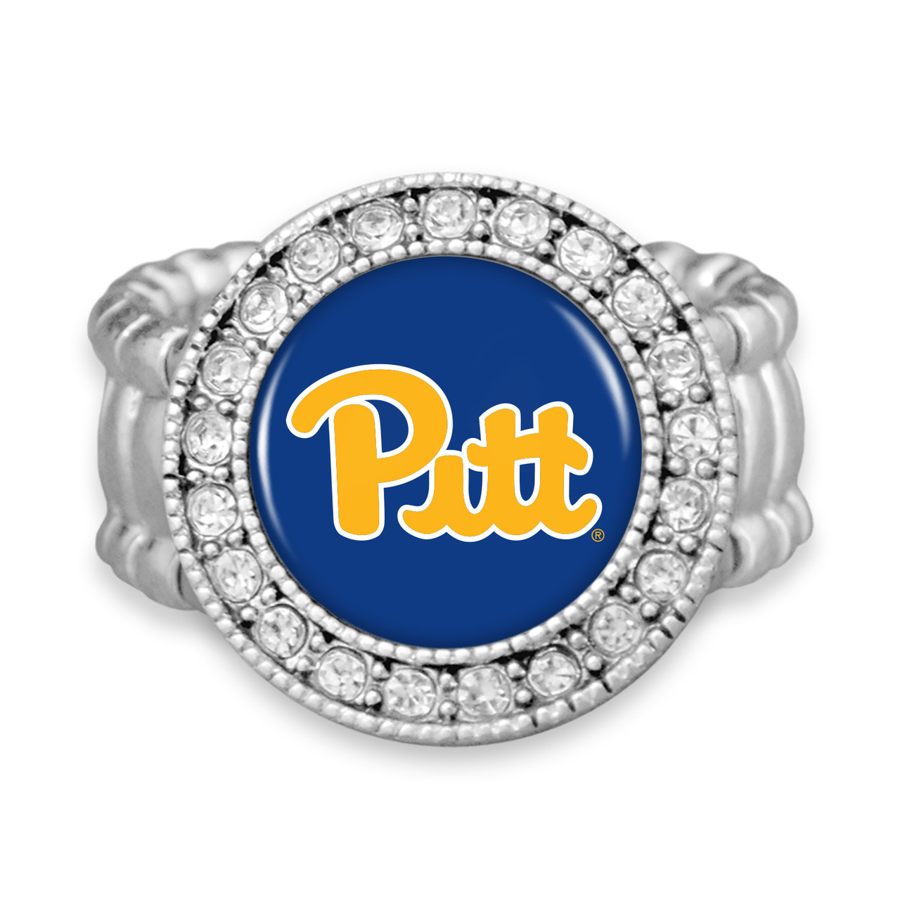 Pittsburgh Panthers Stretch Ring- Crystal Round