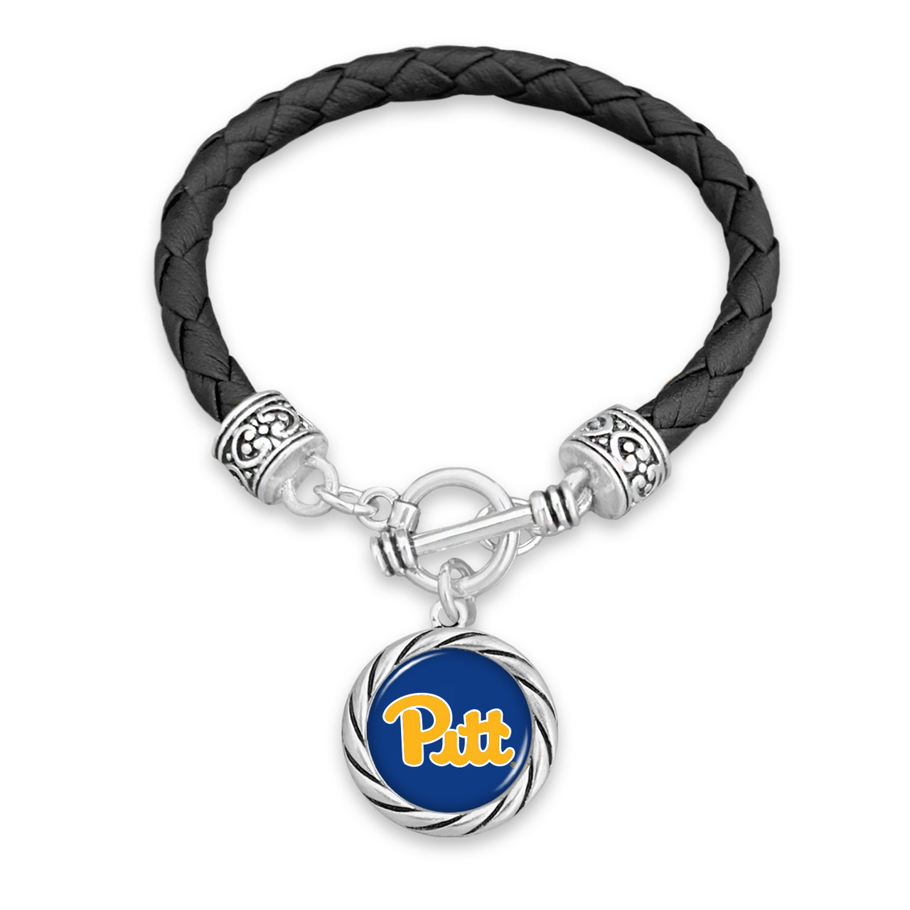 Pittsburgh Panthers Bracelet- Black Leather Toggle