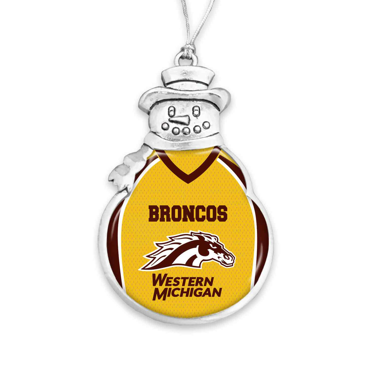 Western Michigan Broncos Christmas Ornament- Snowman with Football Jersey