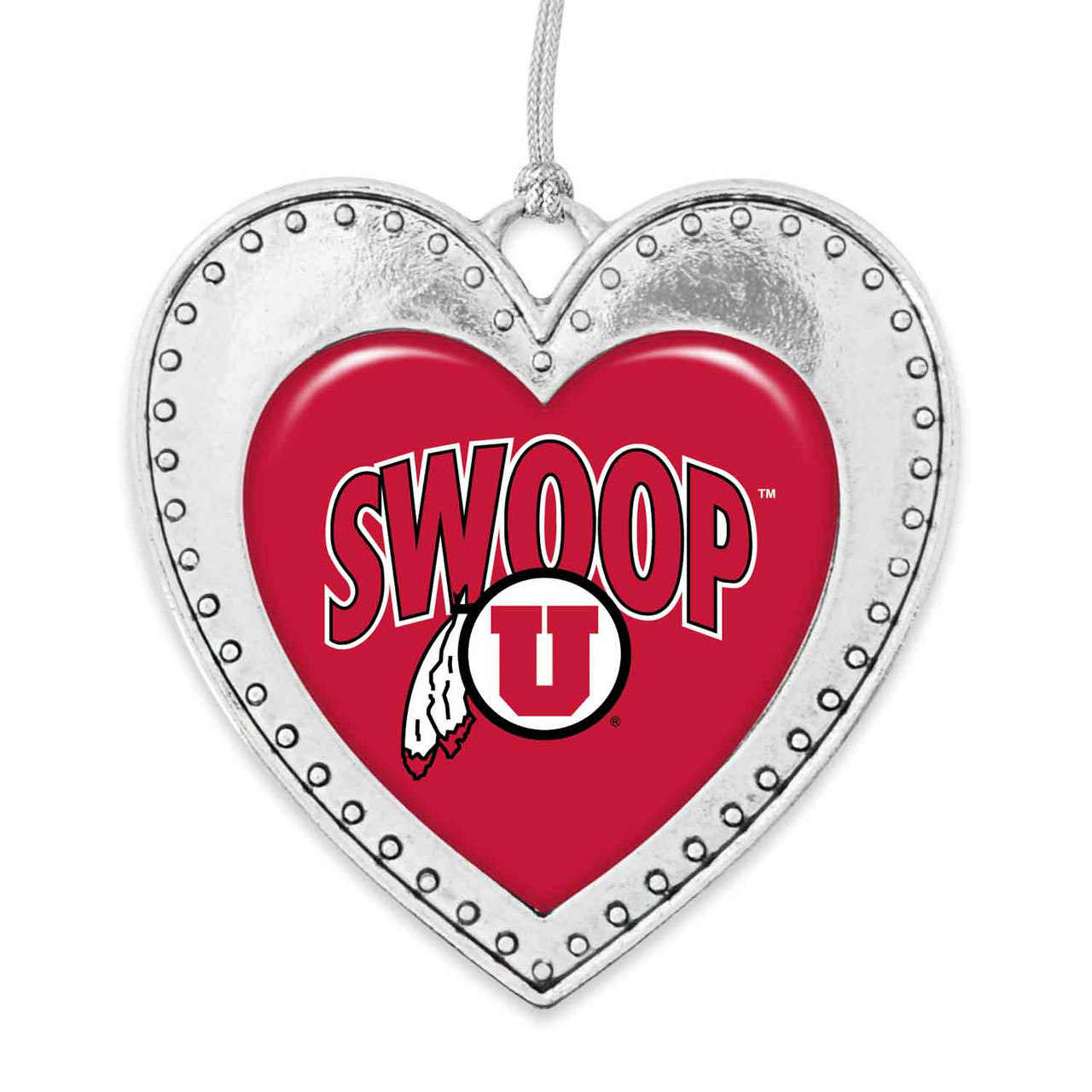 Utah Utes Christmas Heart Ornament