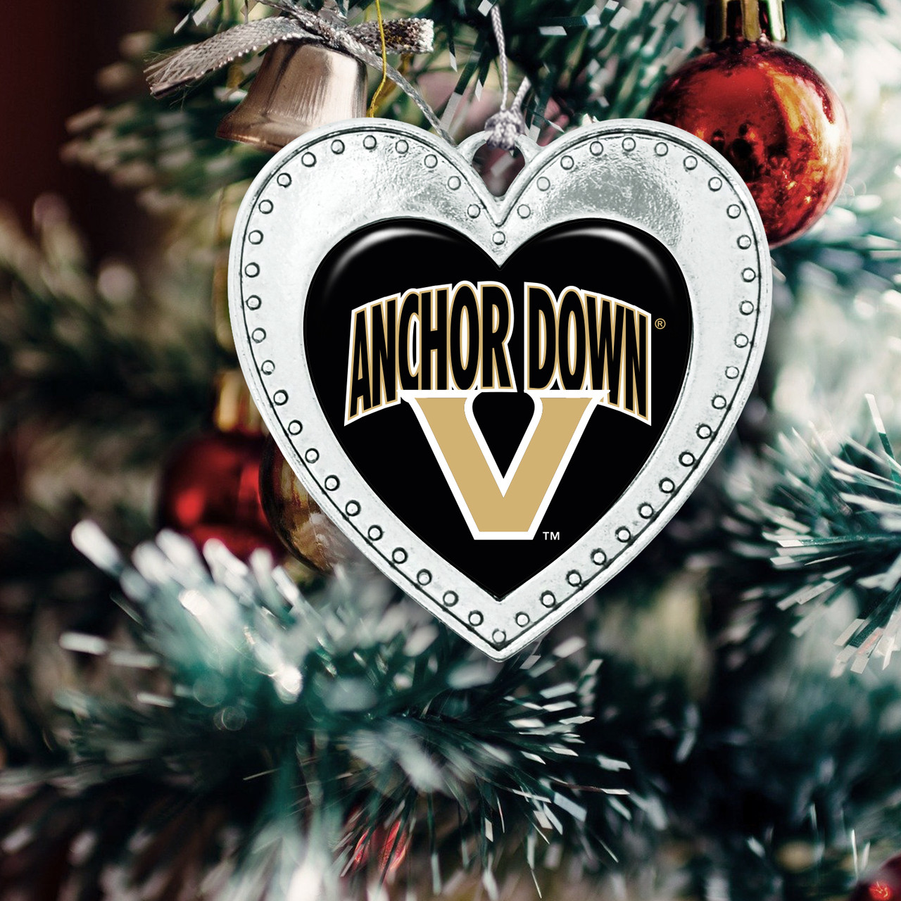 Vanderbilt Commodores Christmas Heart Ornament