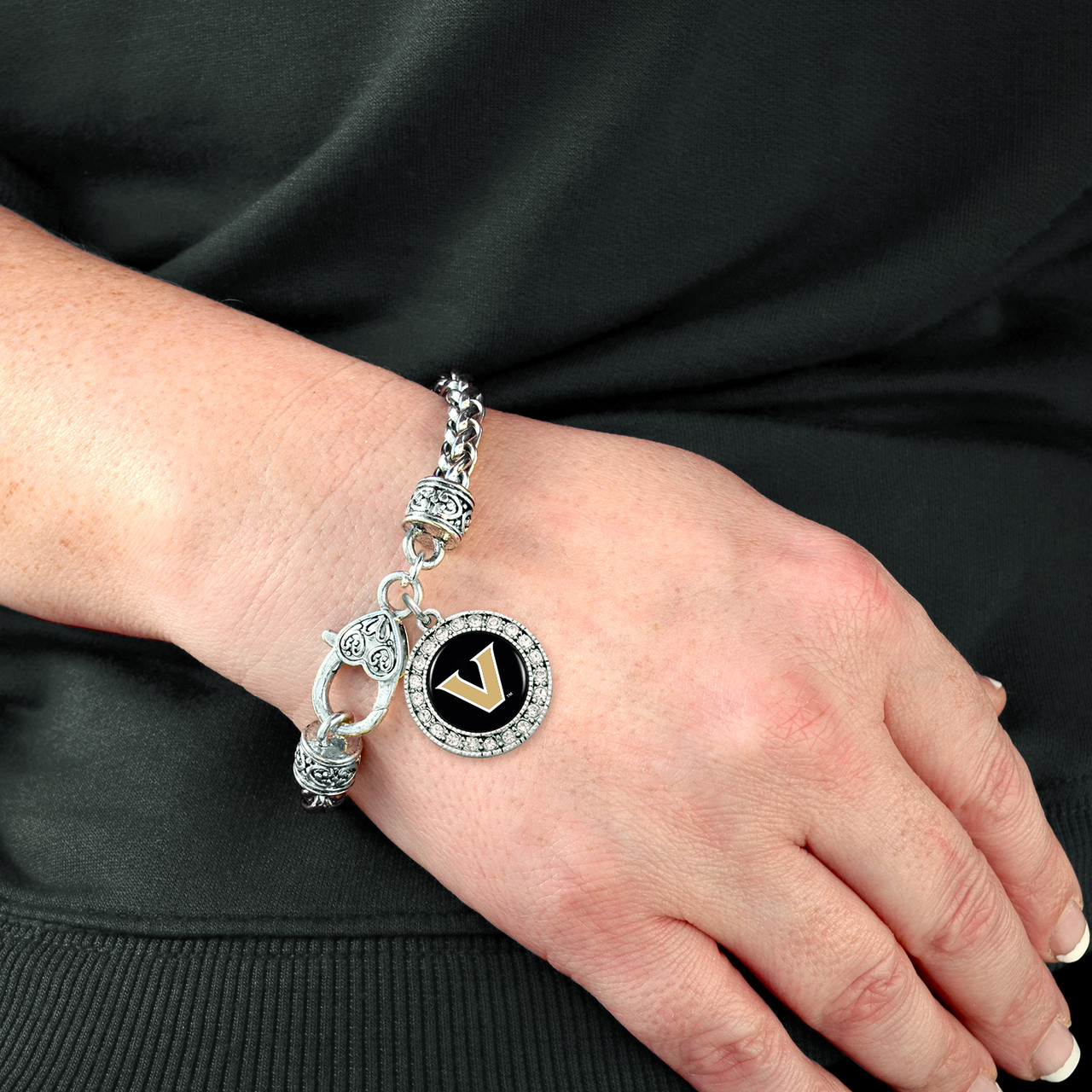 Vanderbilt Commodores Round Crystal Braided Clasp Bracelet