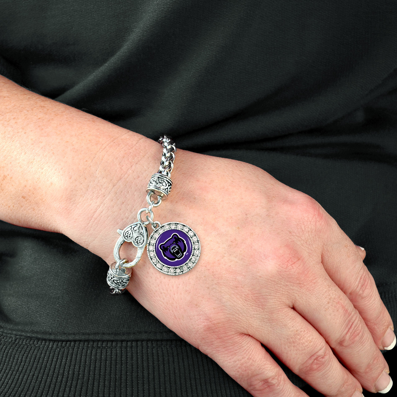 Central Arkansas Bears Round Crystal Braided Clasp Bracelet