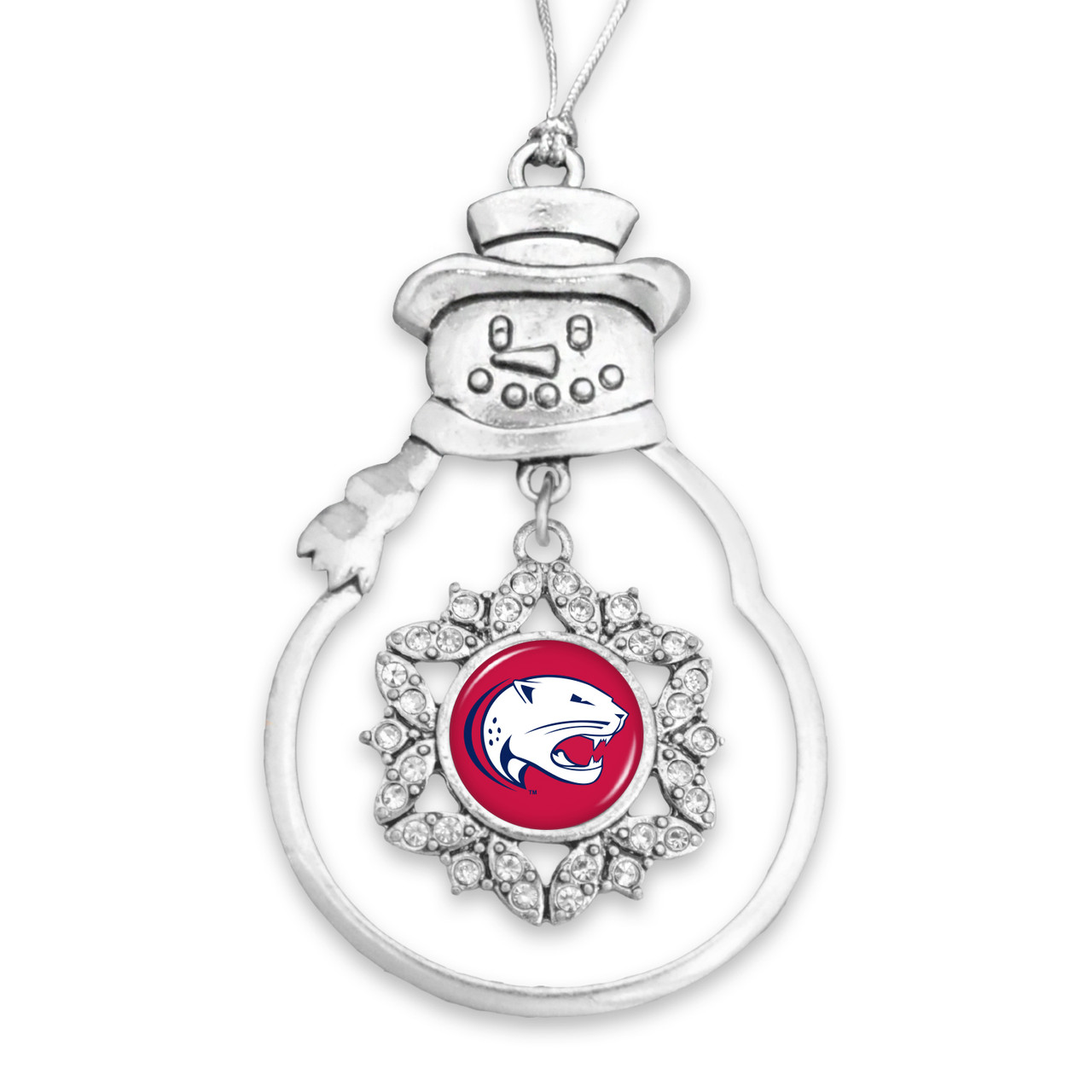 South Alabama Jaguars Christmas Ornament- Snowman with Hanging Charm