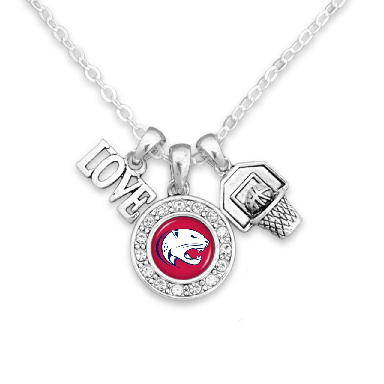 South Alabama Jaguars Necklace- Basketball, Love and Logo