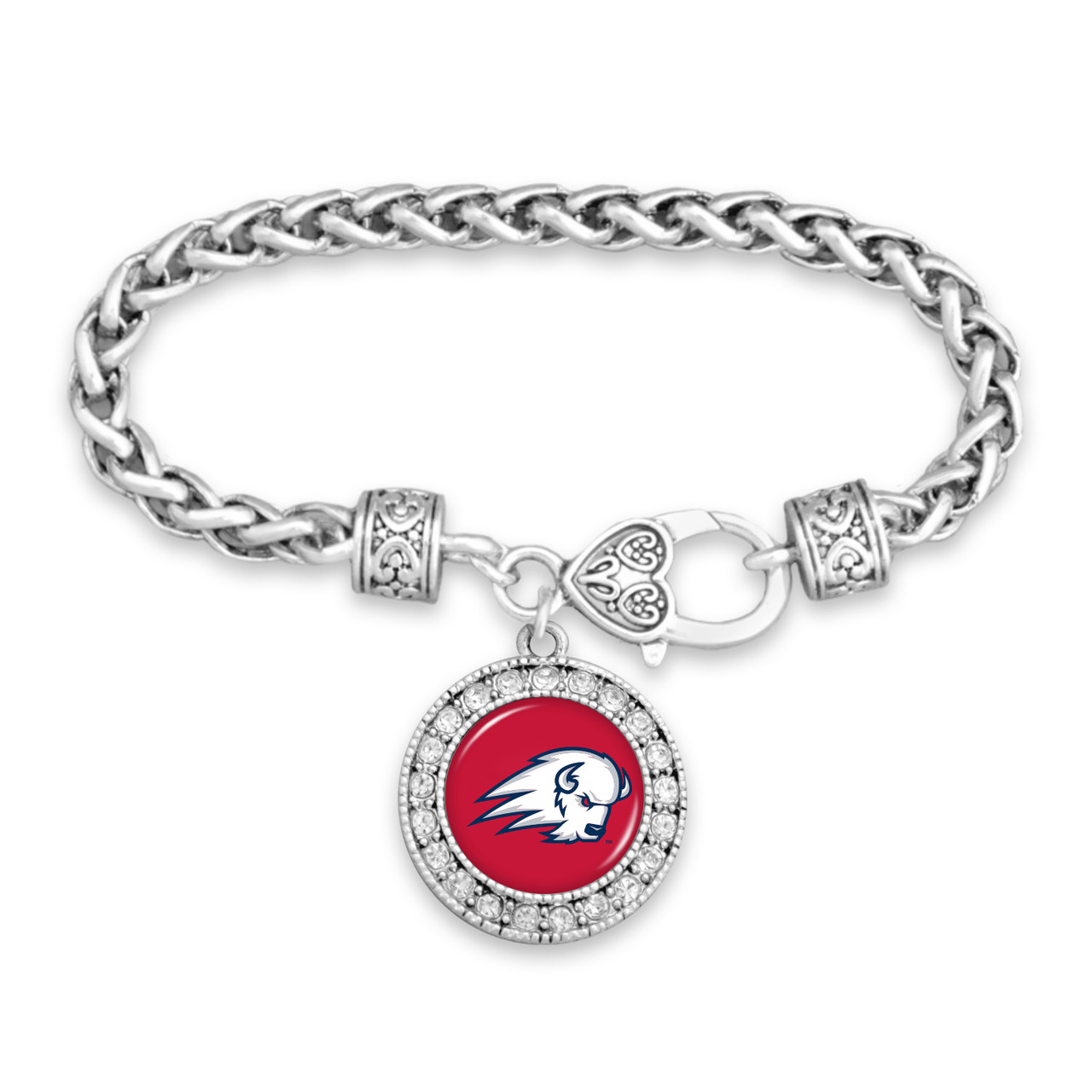 Utah Tech Trailblazers Round Crystal Braided Clasp Bracelet