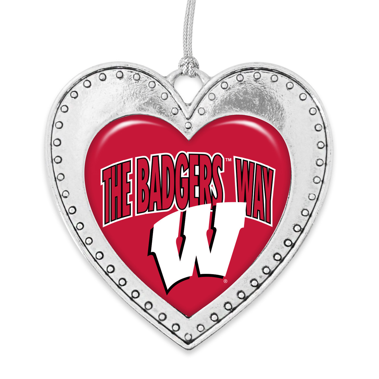 Wisconsin Badgers Christmas Heart Ornament